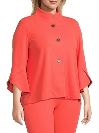 Plus Crepe Cropped-Sleeve Jacket