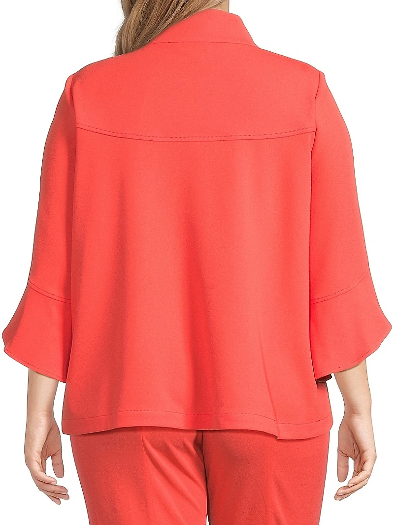 Plus Crepe Cropped-Sleeve Jacket