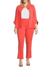 Plus Crepe Cropped-Sleeve Jacket