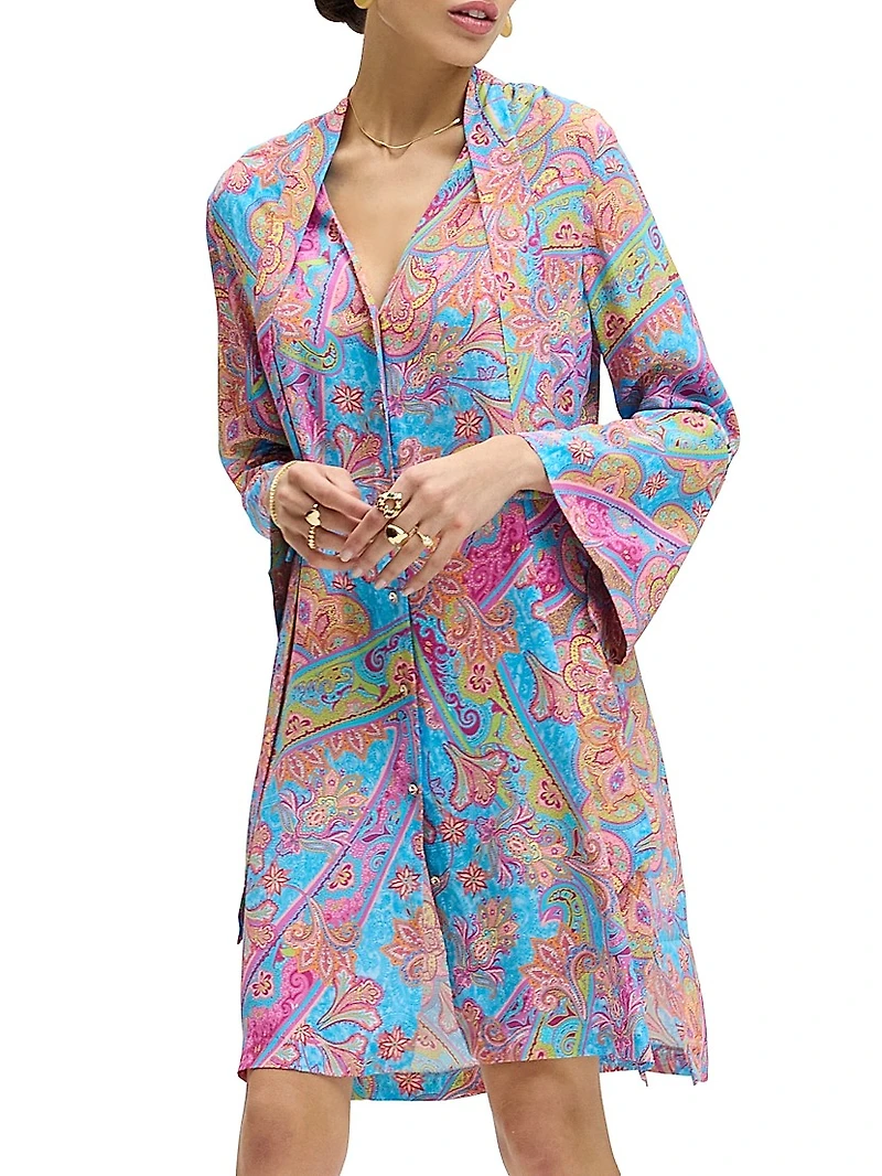 Brenna Paisley Cotton-Silk Shirtdress