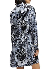 Charlotte Floral Silk-Blend Tie-Waist Mini Shirtdress