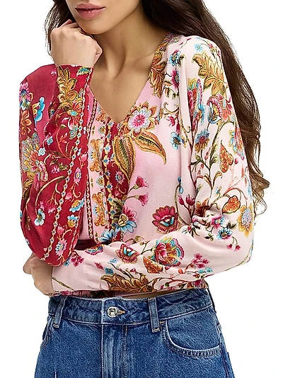 Evelyn Floral Cotton-Silk Top