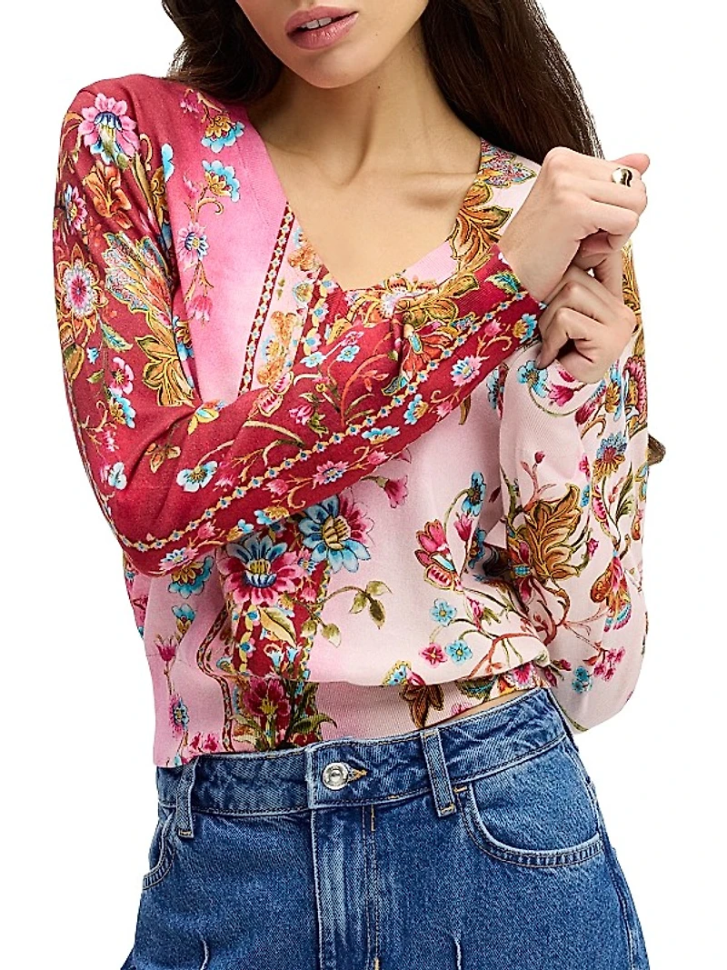 Evelyn Floral Cotton-Silk Top