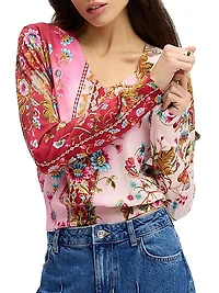Evelyn Floral Cotton-Silk Top