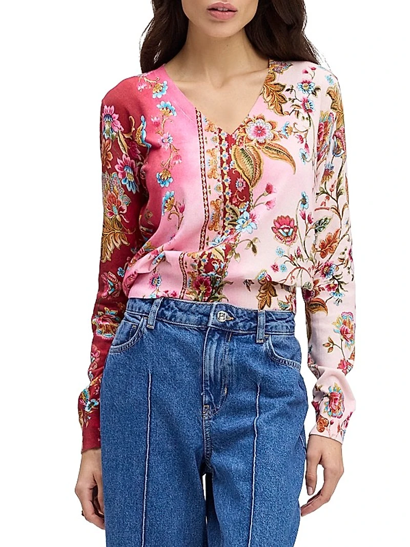Evelyn Floral Cotton-Silk Top