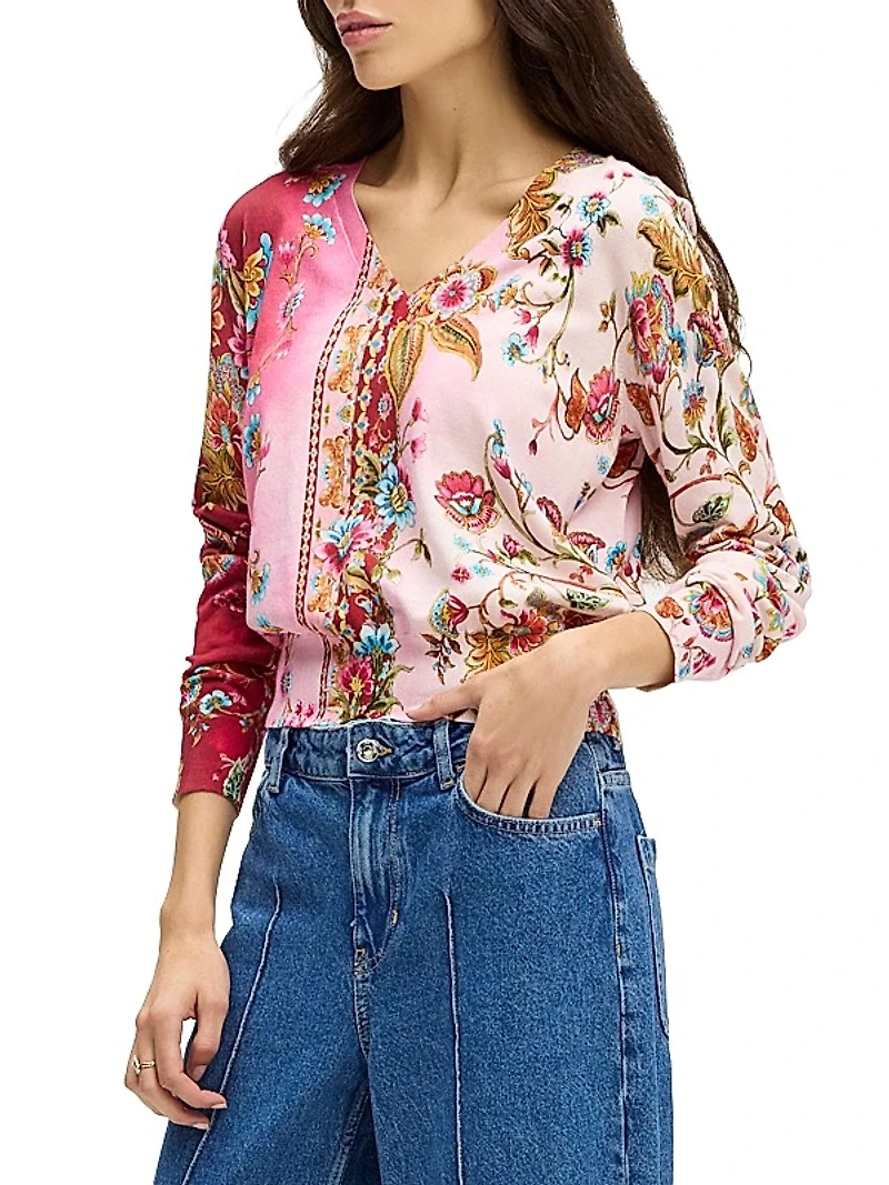 Evelyn Floral Cotton-Silk Top
