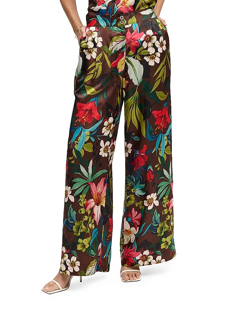 Minna Floral Cotton Wide-Leg Pants