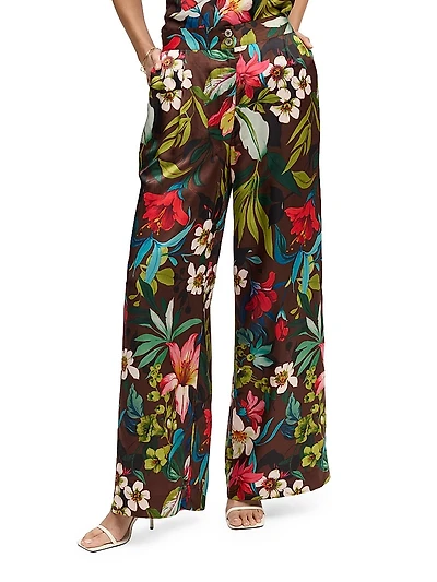Minna Floral Cotton Wide-Leg Pants