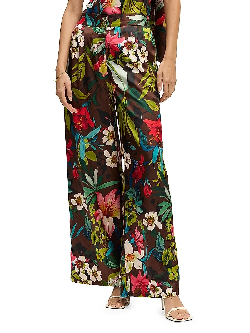 Minna Floral Cotton Wide-Leg Pants