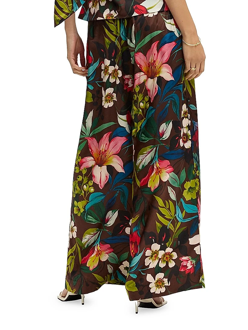 Minna Floral Cotton Wide-Leg Pants