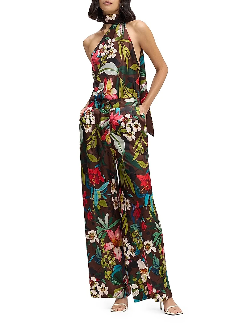 Minna Floral Cotton Wide-Leg Pants