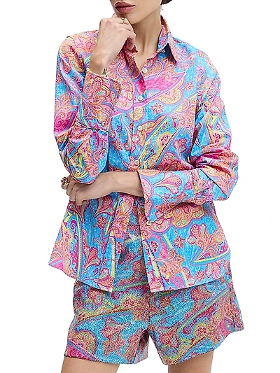 Priscilla Paisley Stretch-Cotton Shirt