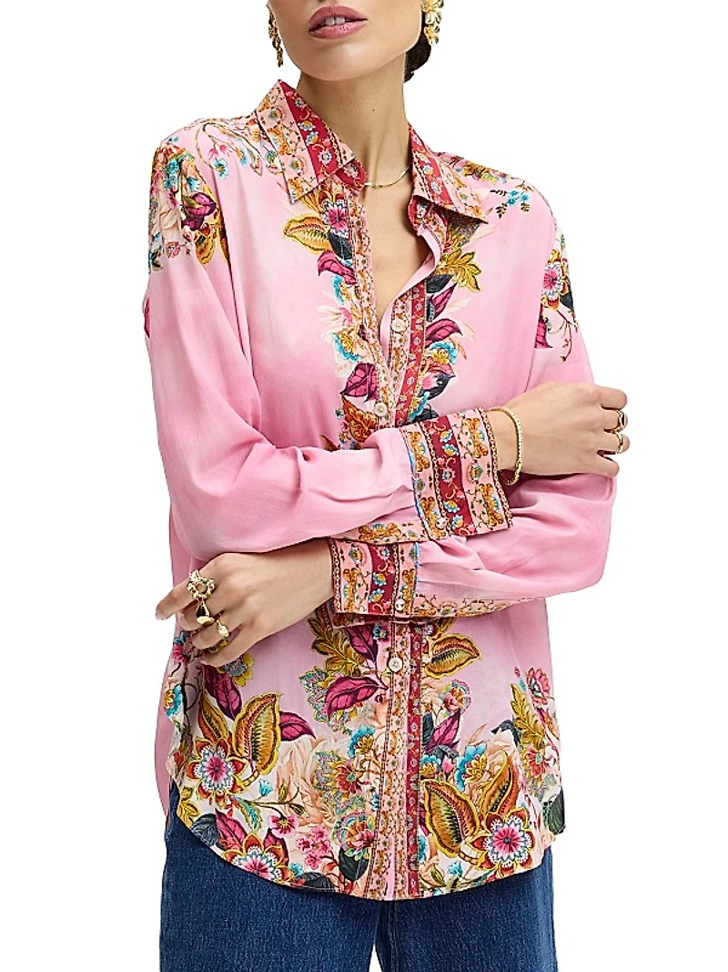 Gabriela Floral Silk-Blend Shirt