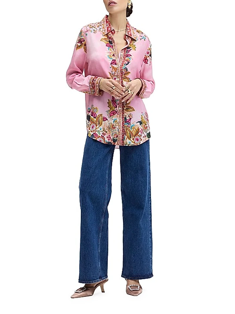 Gabriela Floral Silk-Blend Shirt