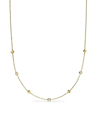 Petite Modern Renaissance Station Necklace in 18K Yellow Gold with Diamonds, 4.6MM