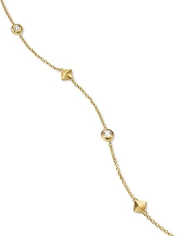 Petite Modern Renaissance Station Necklace in 18K Yellow Gold with Diamonds, 4.6MM