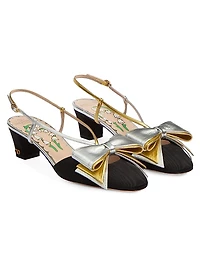 Bowow 45MM Slingback Pumps Moire Fabric