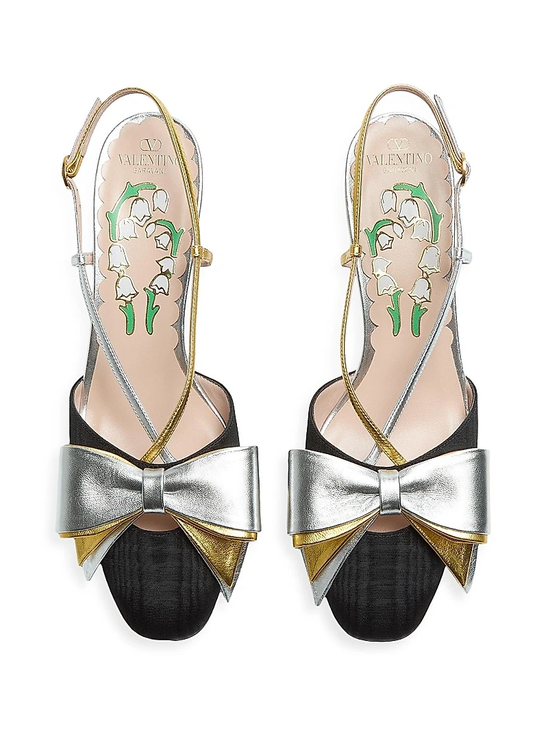 Bowow 45MM Slingback Pumps Moire Fabric