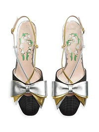 Bowow 45MM Slingback Pumps Moire Fabric