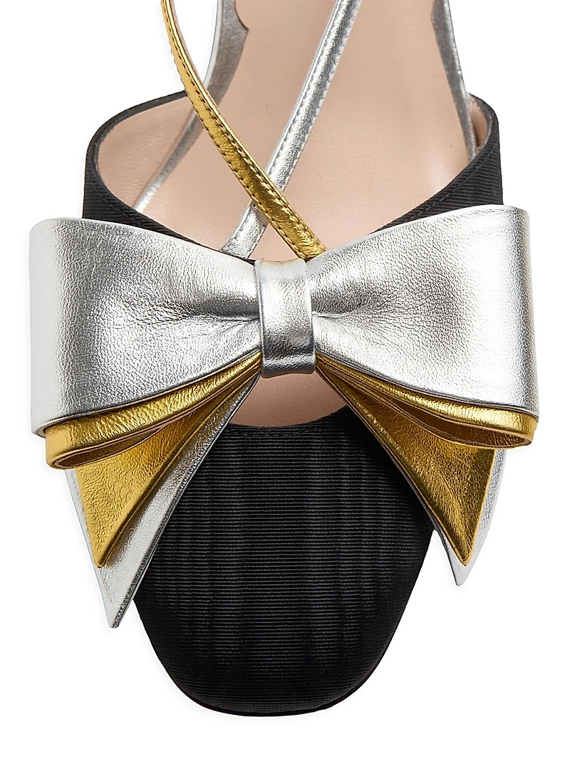 Bowow 45MM Slingback Pumps Moire Fabric