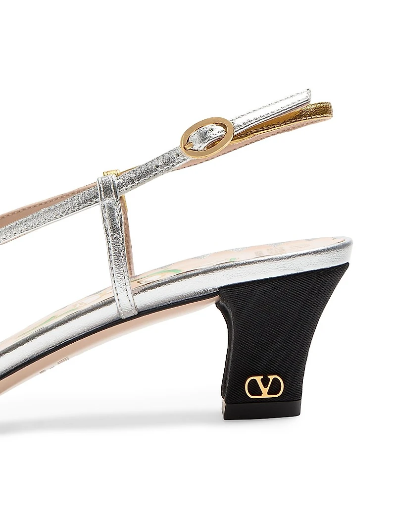 Bowow 45MM Slingback Pumps Moire Fabric