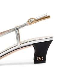 Bowow 45MM Slingback Pumps Moire Fabric