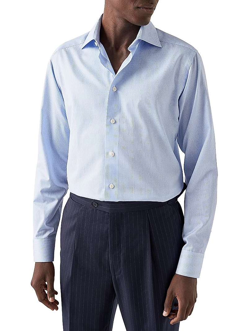 Contemporary-Fit Fine Striped Twill Shirt