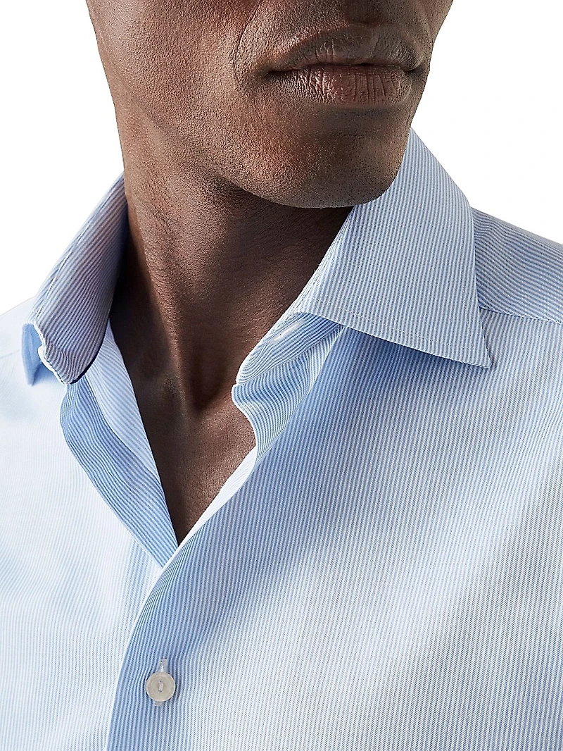 Contemporary-Fit Fine Striped Twill Shirt