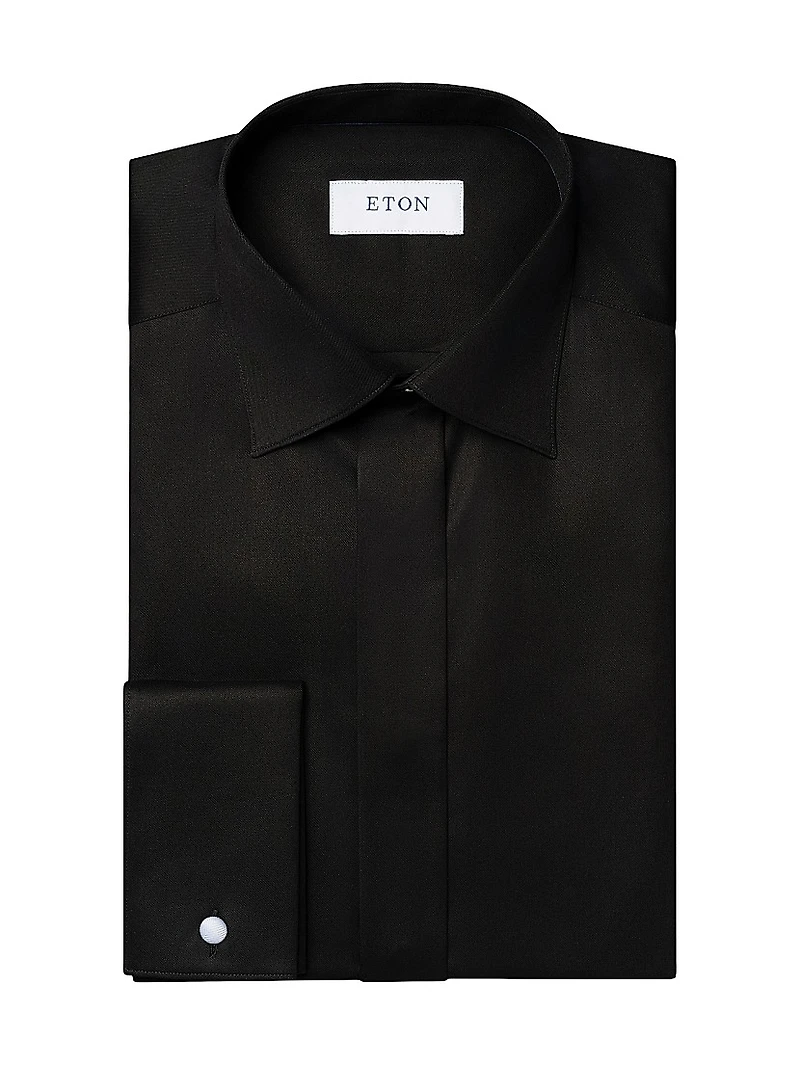Contemporary-Fit Twill Fly Front Formal Shirt