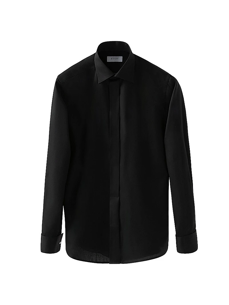 Contemporary-Fit Twill Fly Front Formal Shirt