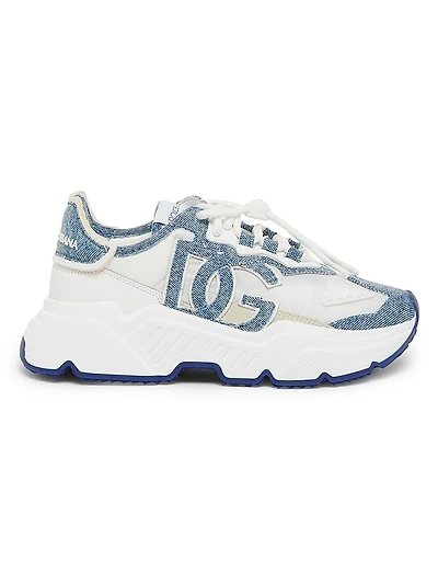 Mixed-Media Low-Top Sneakers