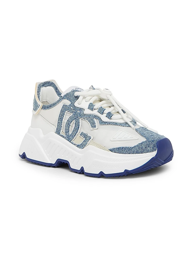 Mixed-Media Low-Top Sneakers