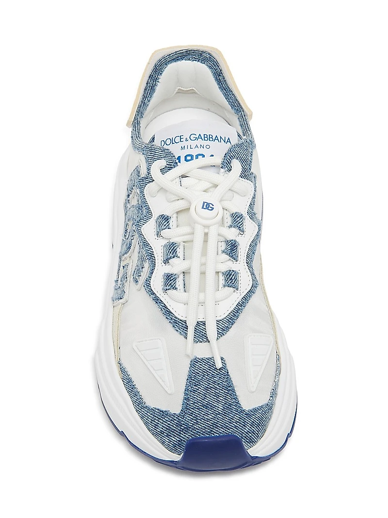 Mixed-Media Low-Top Sneakers