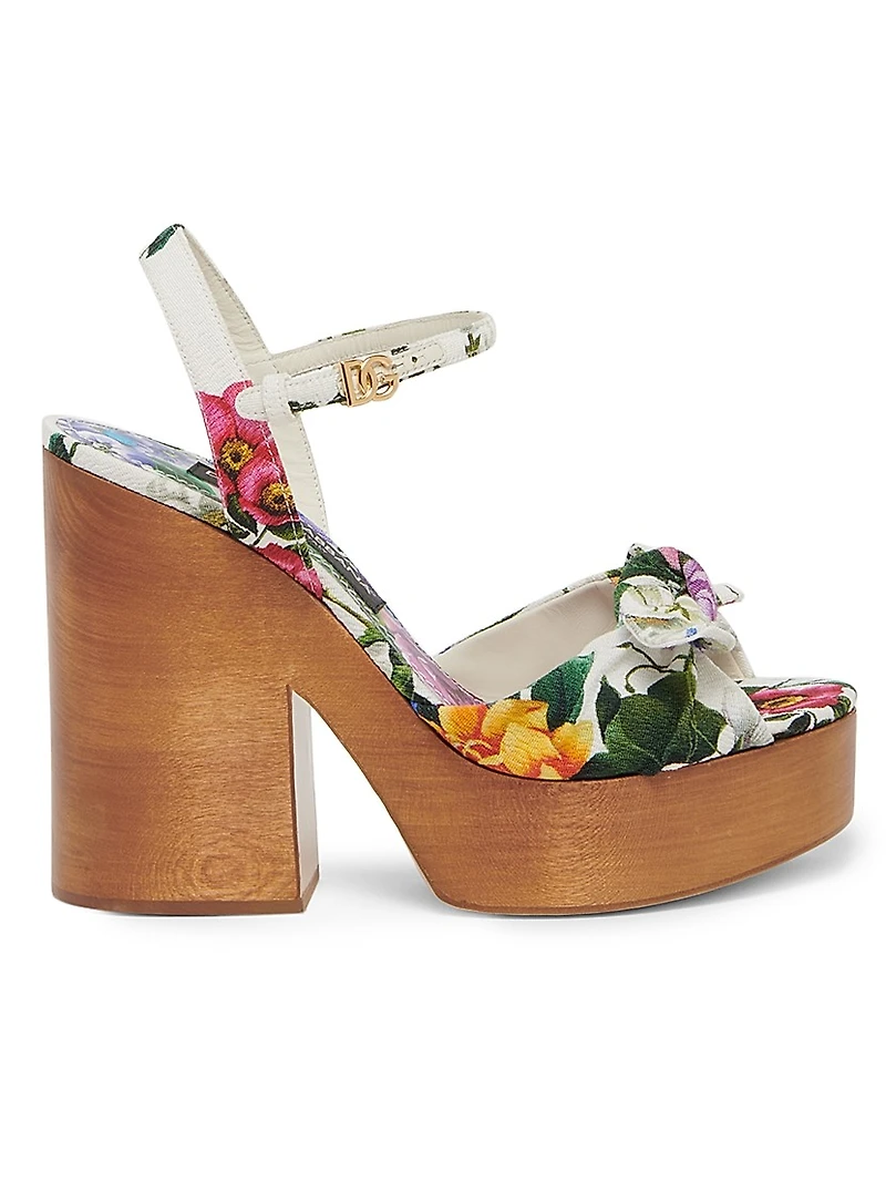 Floral 125MM Platform Wedge Sandals