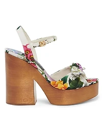 Floral 125MM Platform Wedge Sandals