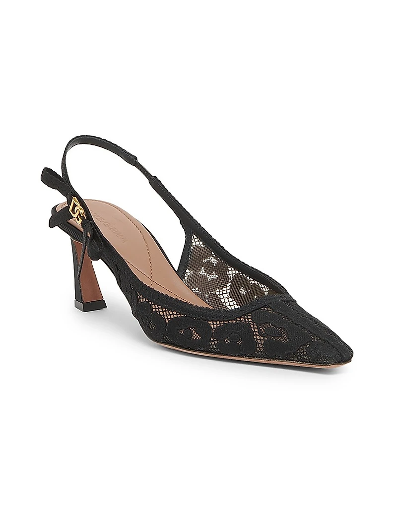 Pizzo Leo Lace 65MM Slingback Pumps