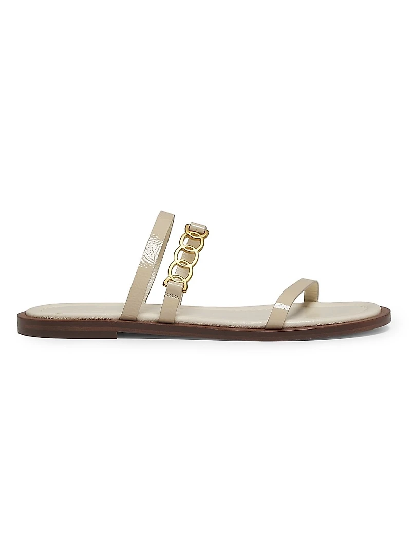 Juliet Glossy Leather Flat Sandals
