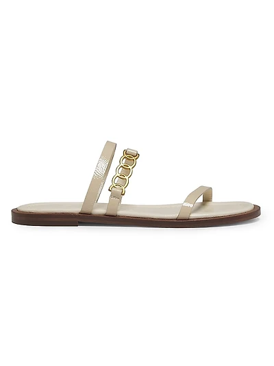 Juliet Glossy Leather Flat Sandals