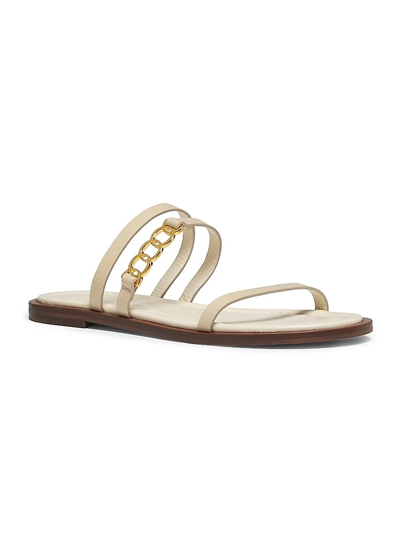 Juliet Glossy Leather Flat Sandals