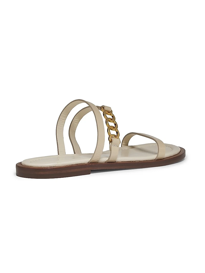 Juliet Glossy Leather Flat Sandals