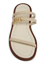 Juliet Glossy Leather Flat Sandals