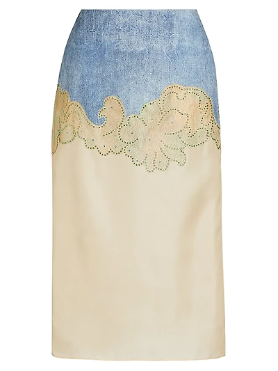 The Jolie Silk & Denim Skirt