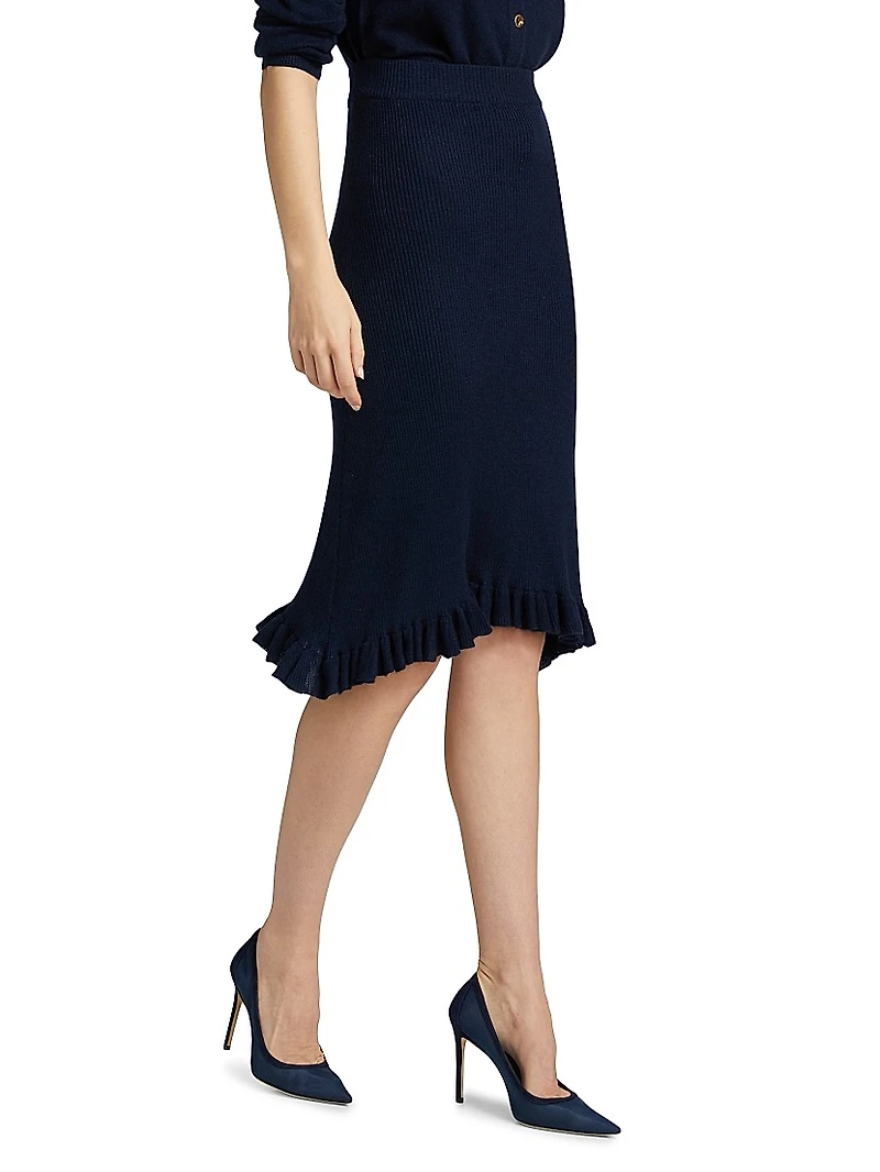 Grace Ruffle-Hem Knee-Length Skirt