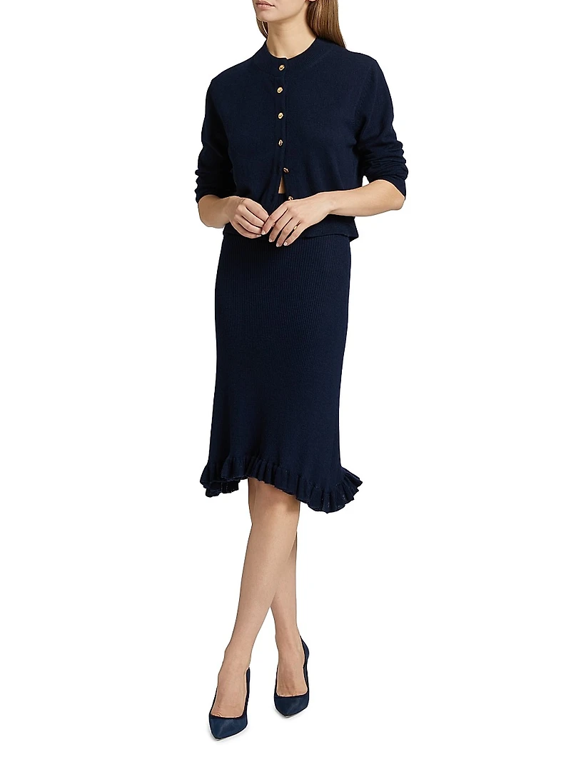 Grace Ruffle-Hem Knee-Length Skirt