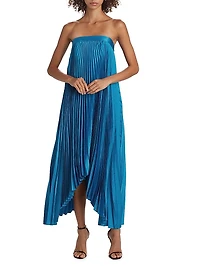 Jordyn Satin Pleated Dress