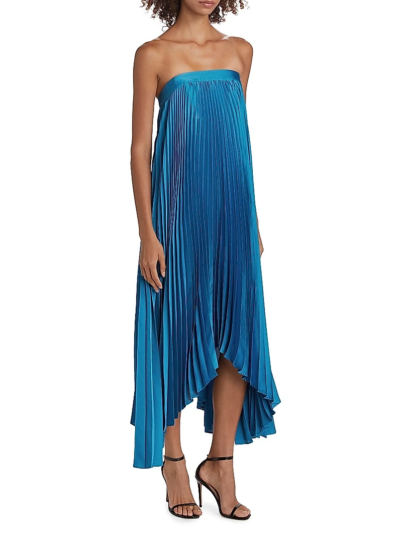 Jordyn Satin Pleated Dress