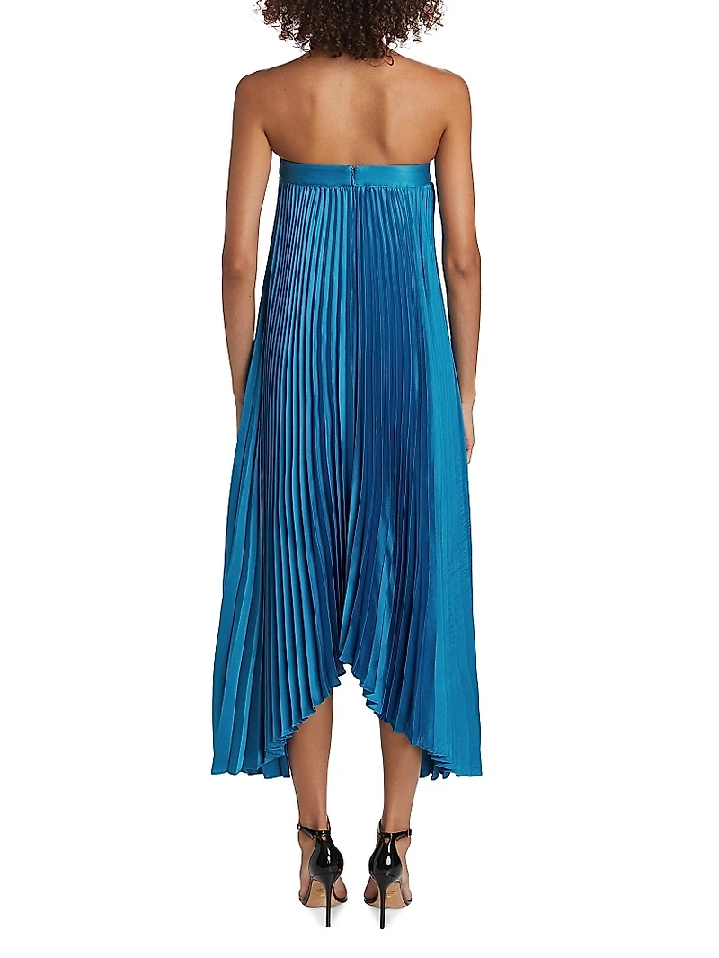 Jordyn Satin Pleated Dress