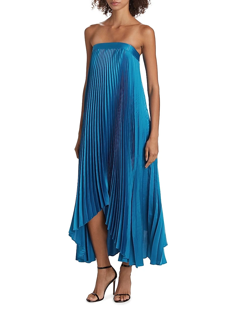 Jordyn Satin Pleated Dress