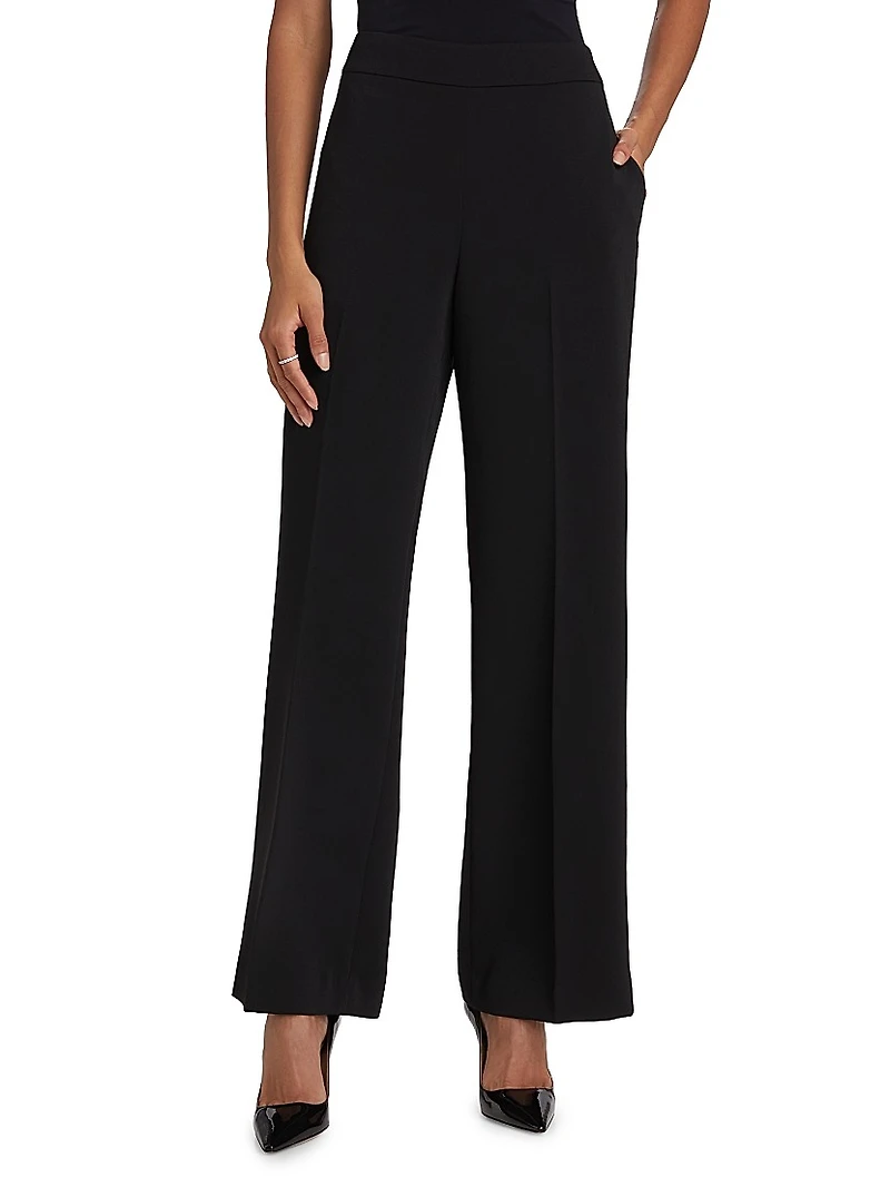 Natia Crease-Front Crepe Pants