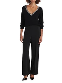 Natia Crease-Front Crepe Pants